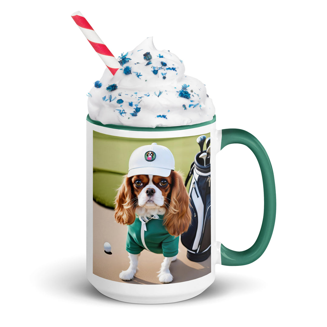 Cavalier King Charles Spaniel Golfer- Mug with Color Inside v4