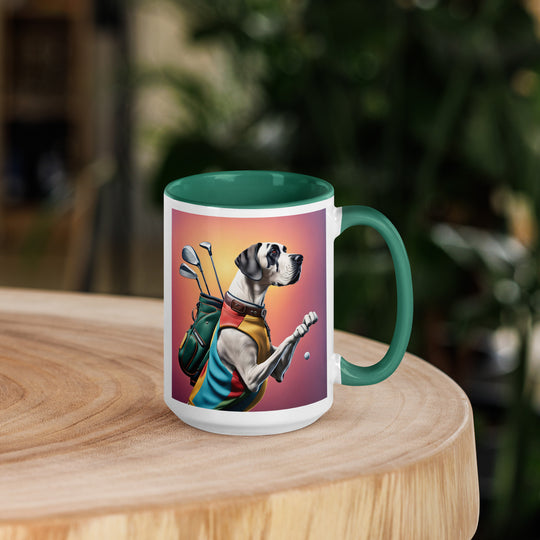 Great Dane Golfer- Mug with Color Inside