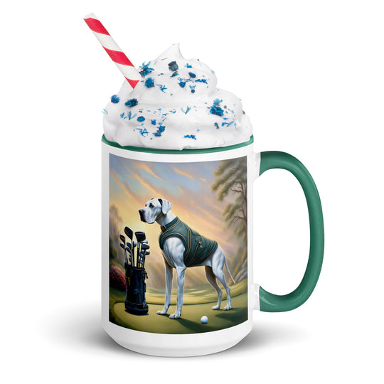 Great Dane Golfer- Mug with Color Inside v3