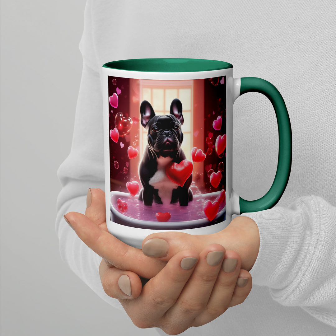 French Bulldog Romantic- Mug with Color Inside v4