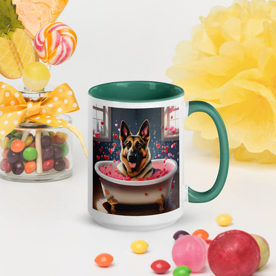 German Shepherd Romantic- Mug with Color Inside v3