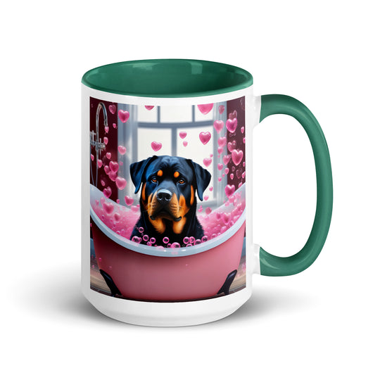 Rottweiler Romantic- Mug with Color Inside v2