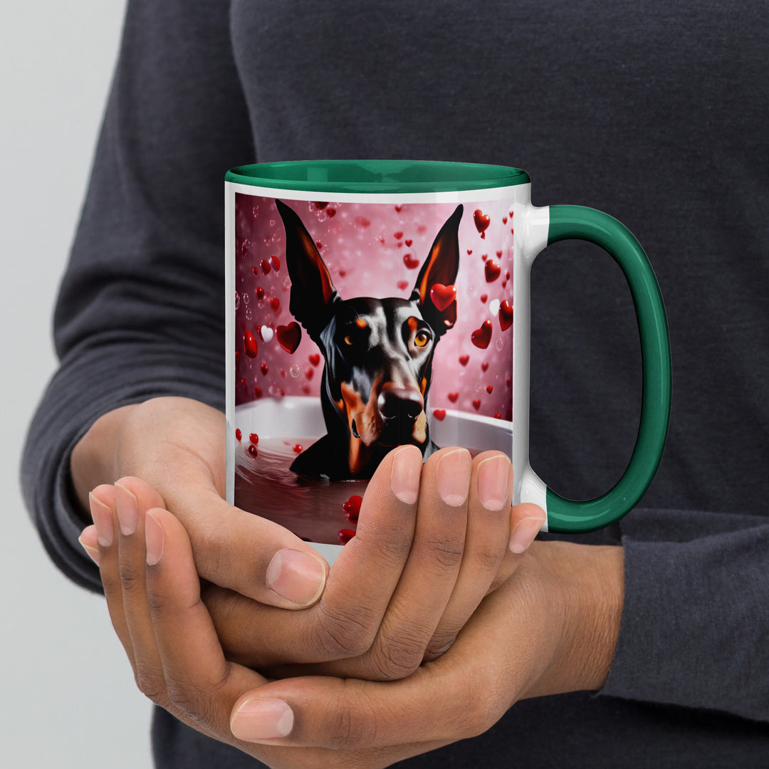 Doberman Pinscher Romantic- Mug with Color Inside v2