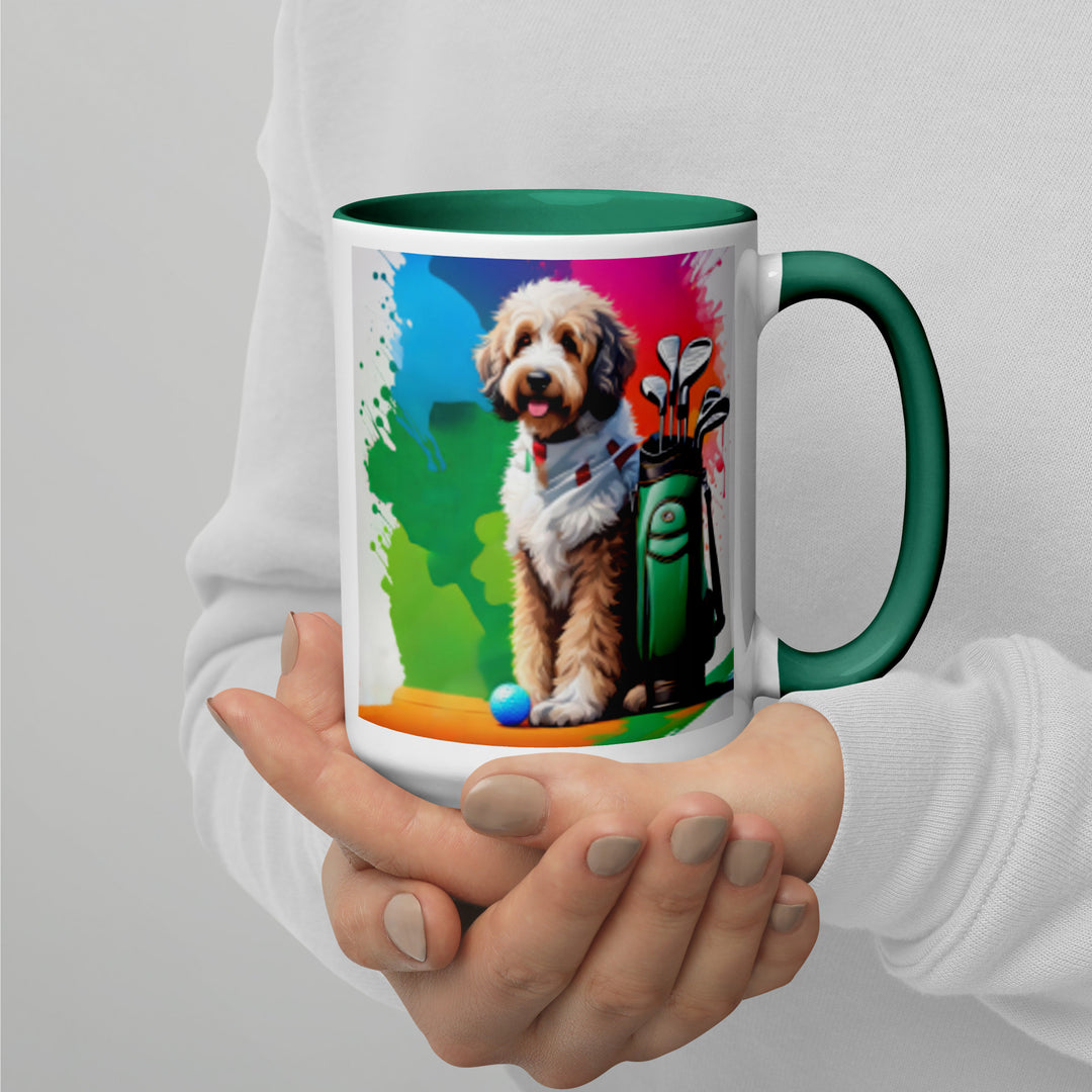 Bernedoodle Golfer- Mug with Color Inside v3