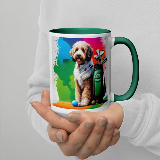 Bernedoodle Golfer- Mug with Color Inside v3