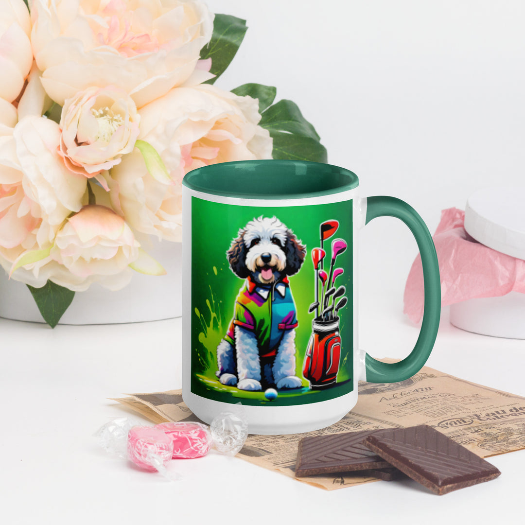 Bernedoodle Golfer- Mug with Color Inside v7