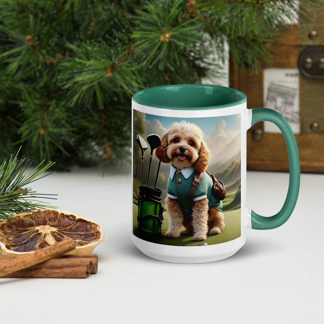 Cavapoo Golfer- Mug with Color Inside