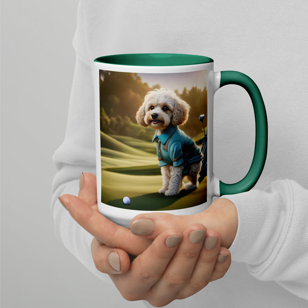 Cavapoo Golfer- Mug with Color Inside v4