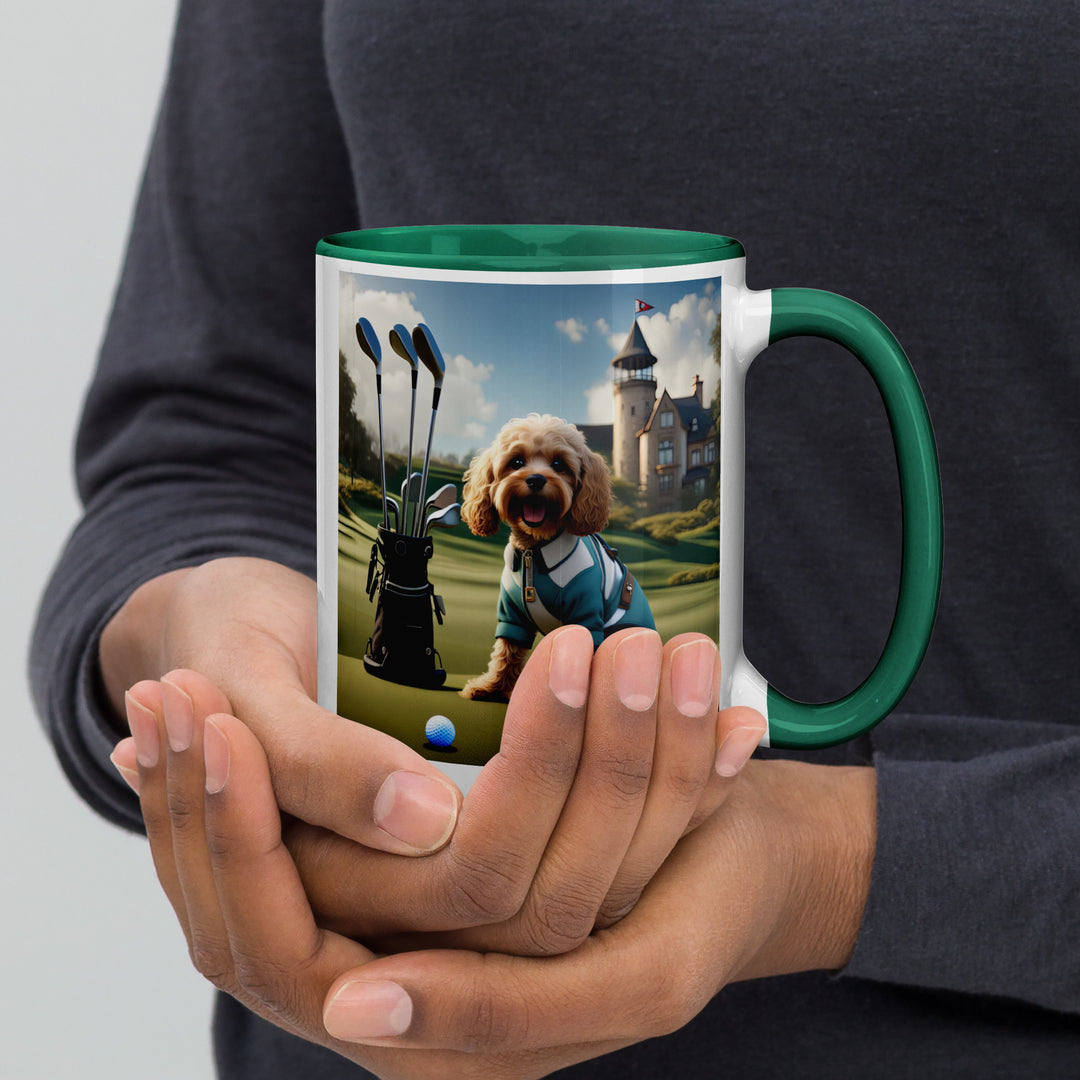 Cavapoo Golfer- Mug with Color Inside v6