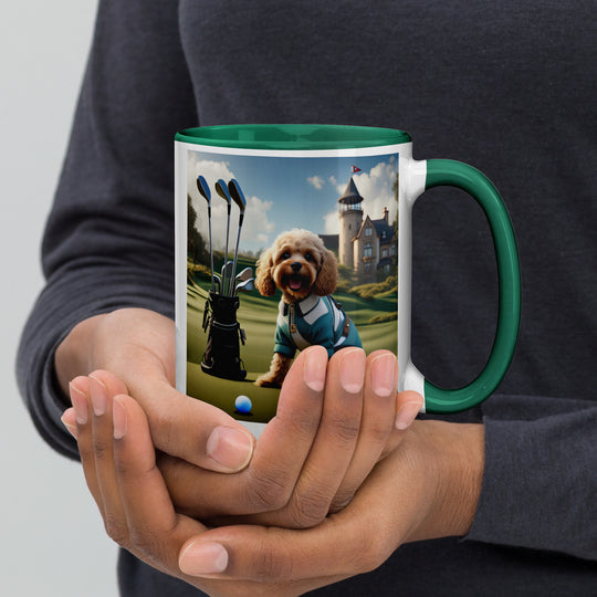 Cavapoo Golfer- Mug with Color Inside v6