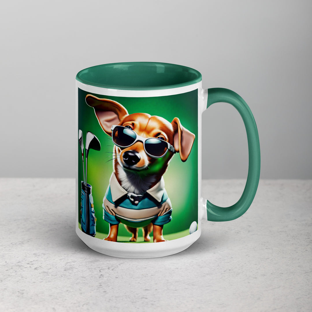 Chiweenie Golfer- Mug with Color Inside v6