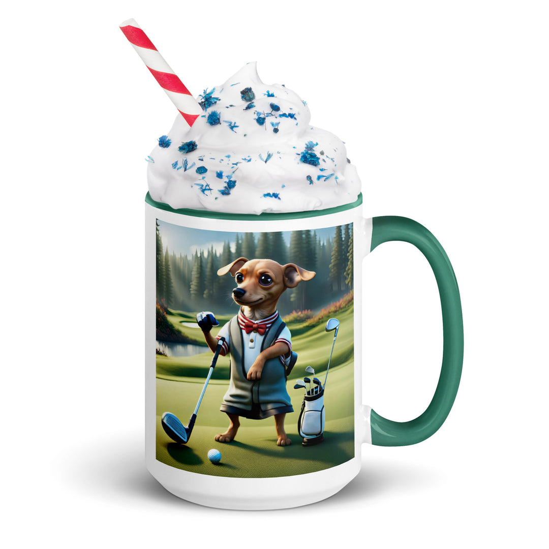 Chiweenie Golfer- Mug with Color Inside v3