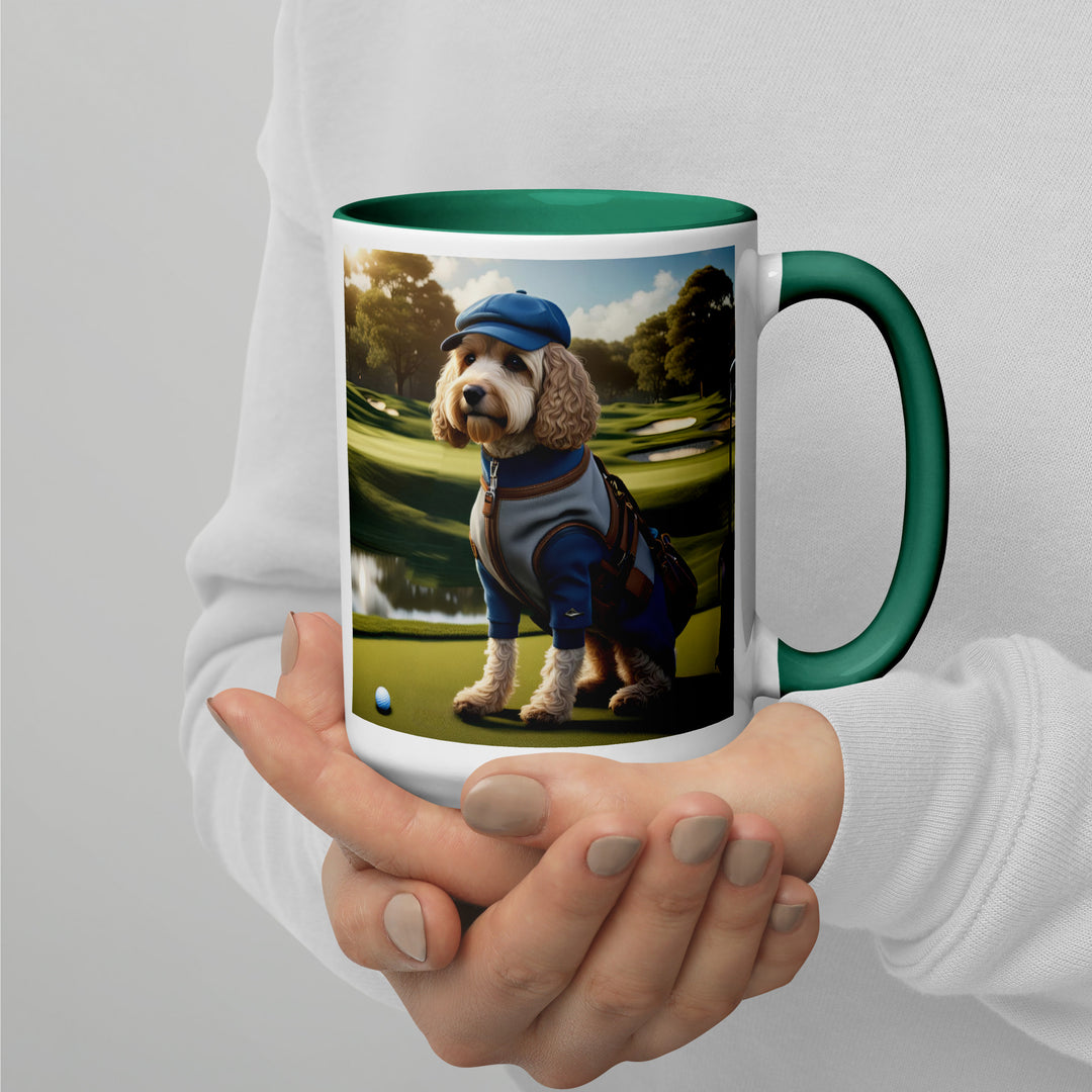 Cockapoo Golfer- Mug with Color Inside v9