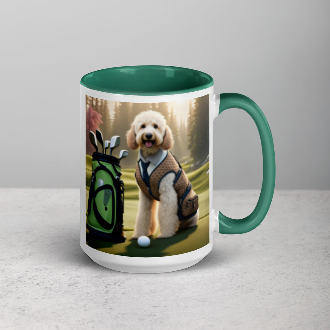 Goldendoodle Golfer- Mug with Color Inside v2