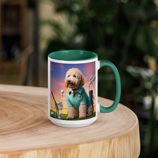 Goldendoodle Golfer- Mug with Color Inside v5