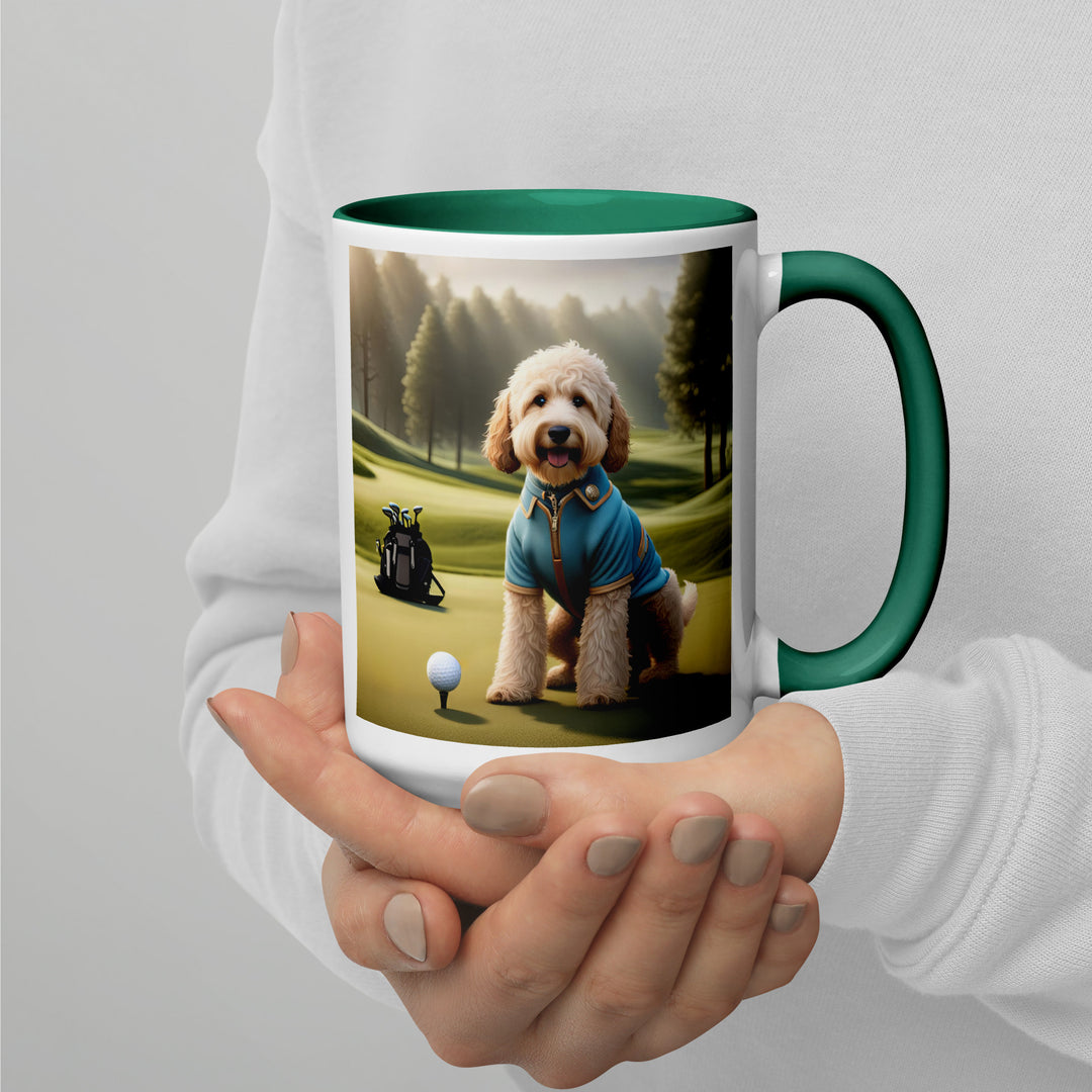 Goldendoodle Golfer- Mug with Color Inside v6