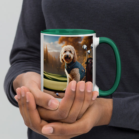 Goldendoodle Golfer- Mug with Color Inside v4