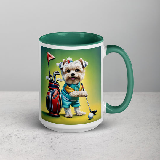 Morkie Golfer- Mug with Color Inside v4