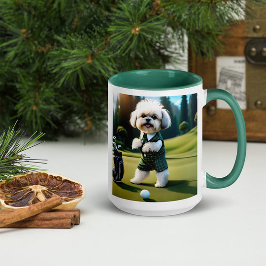 Shih-Poo Golfer- Mug with Color Inside v3