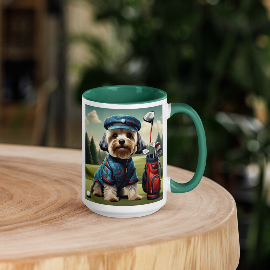 Yorkipoo Golfer- Mug with Color Inside v4