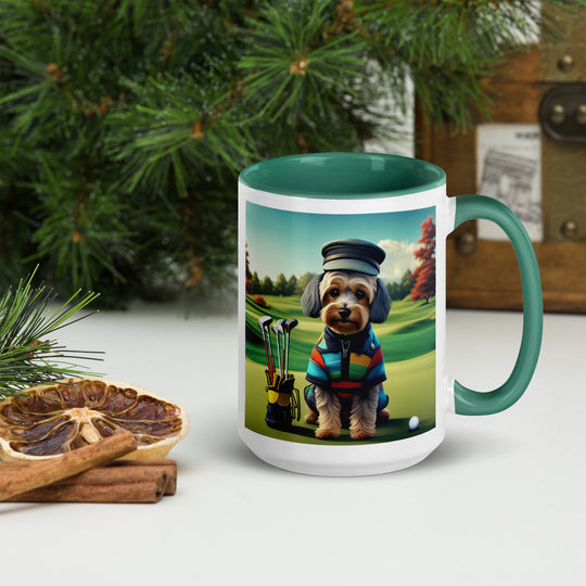 Yorkipoo Golfer- Mug with Color Inside v5