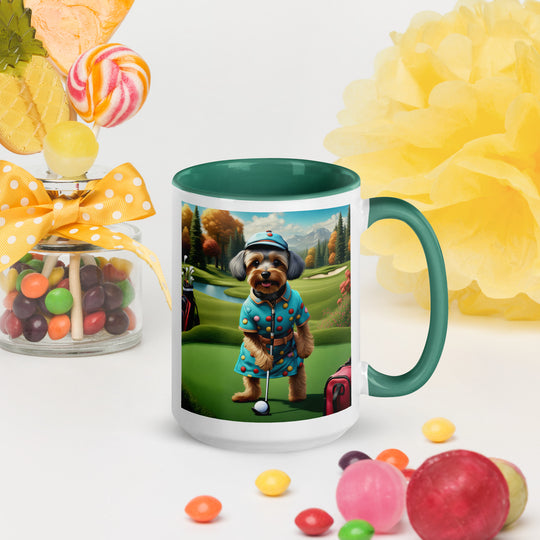 Yorkipoo Golfer- Mug with Color Inside v8