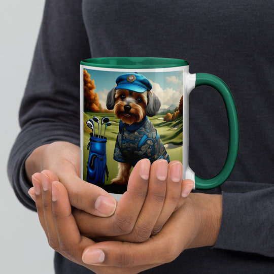 Yorkipoo Golfer- Mug with Color Inside v10