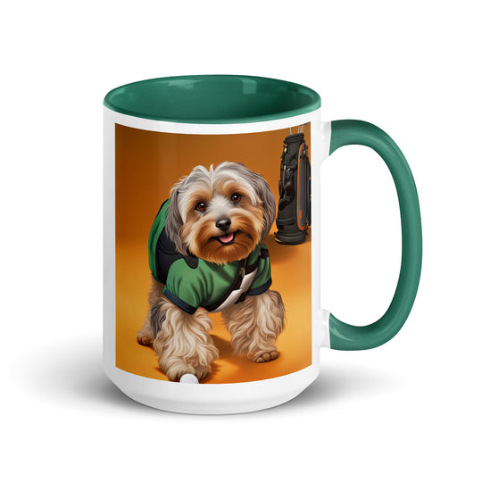 Yorkipoo Golfer- Mug with Color Inside v11