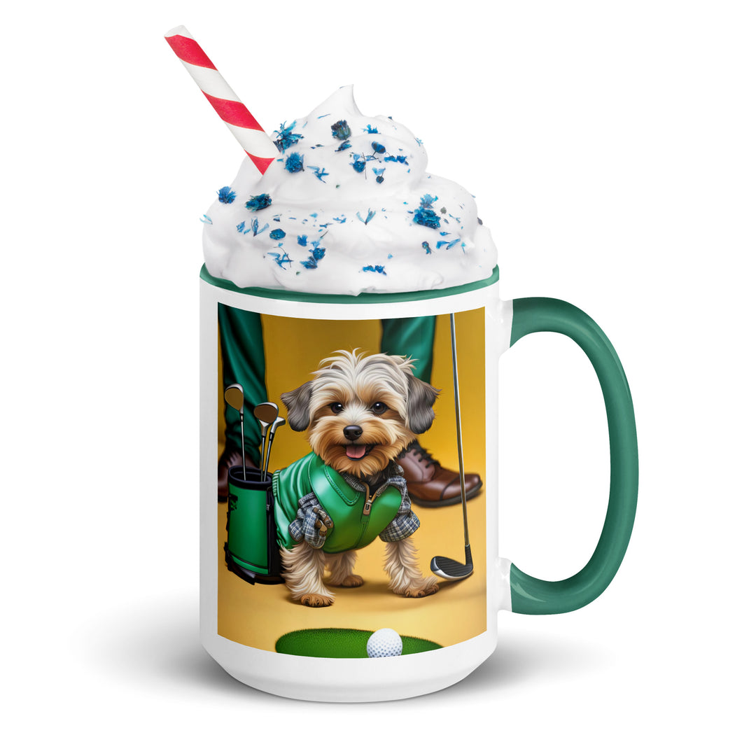 Yorkipoo Golfer- Mug with Color Inside v12