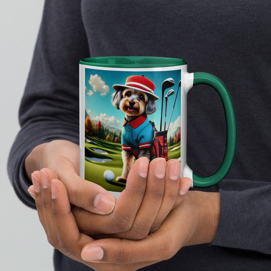 Yorkipoo Golfer- Mug with Color Inside v13