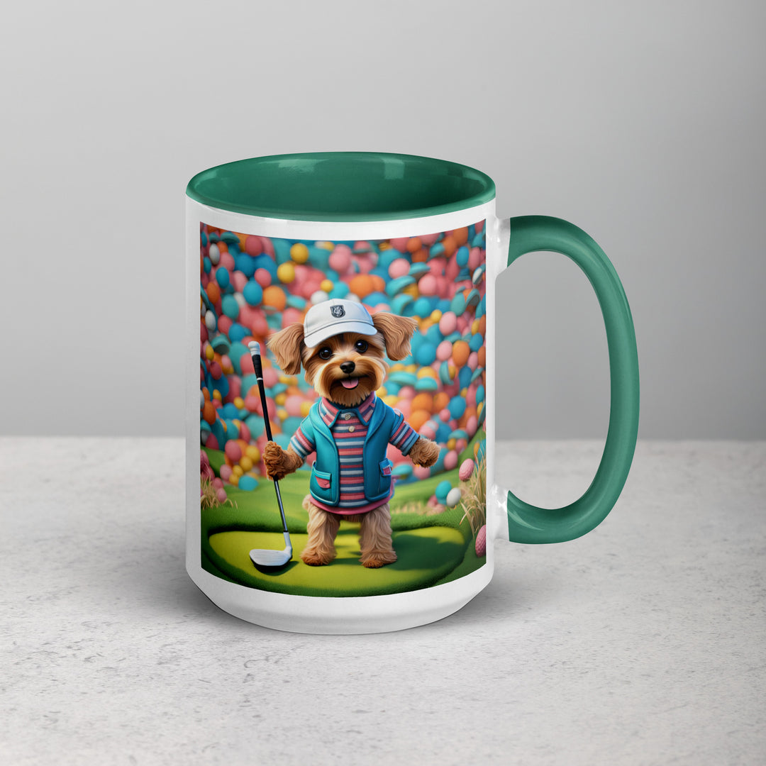 Yorkipoo Golfer- Mug with Color Inside v14