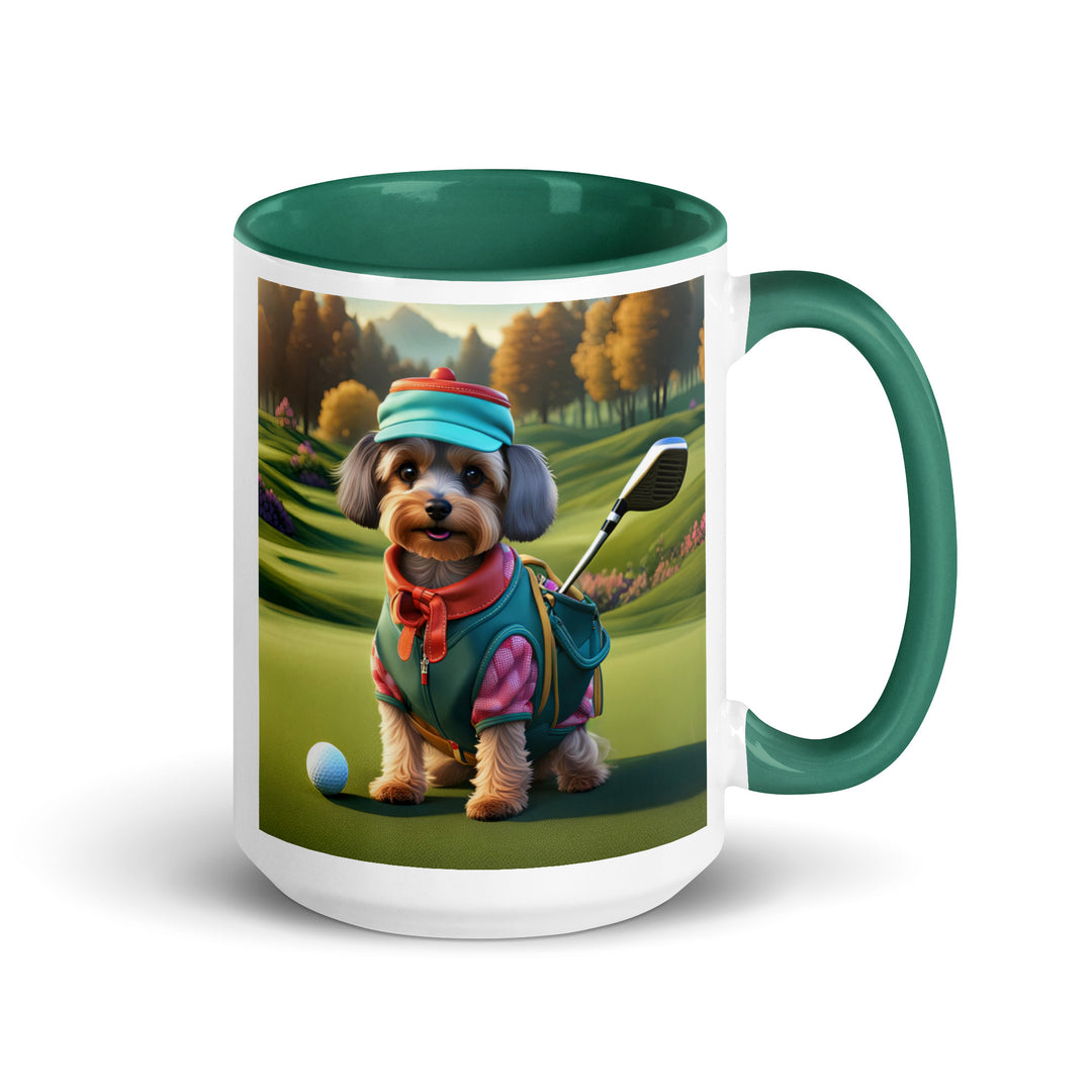 Yorkipoo Golfer- Mug with Color Inside v15