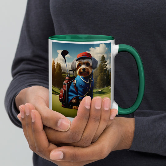 Yorkipoo Golfer- Mug with Color Inside v16