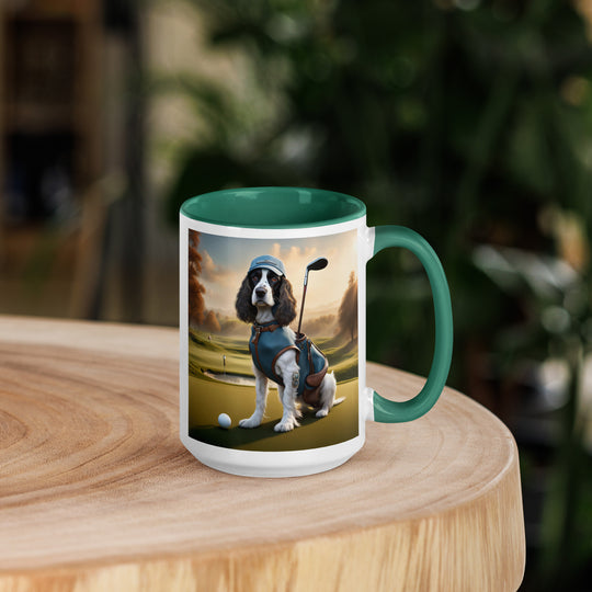 Sprocker Spaniel Golfer- Mug with Color Inside