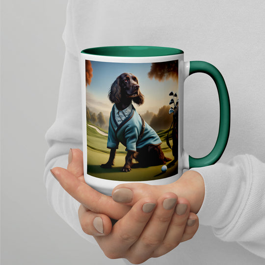 Sprocker Spaniel Golfer- Mug with Color Inside v3