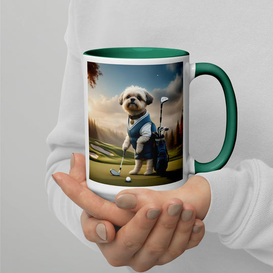 Pugapoo Golfer- Mug with Color Inside v6