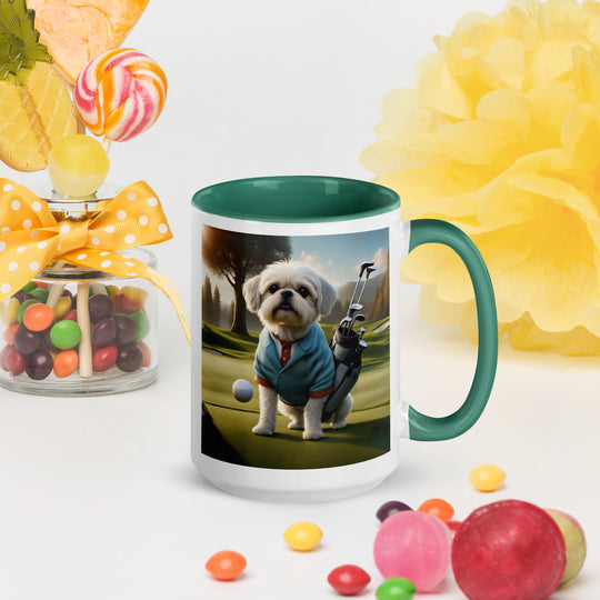 Pugapoo Golfer- Mug with Color Inside v5