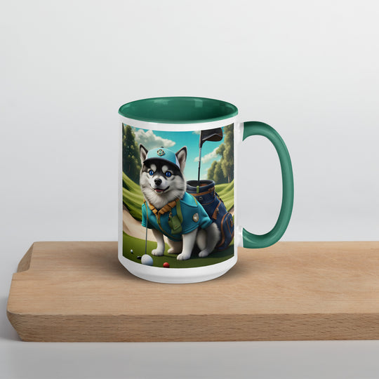 Pomsky Golfer- Mug with Color Inside