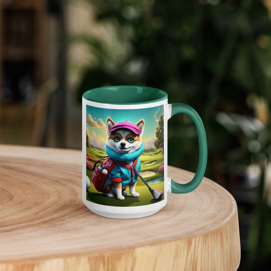 Pomsky Golfer- Mug with Color Inside v2