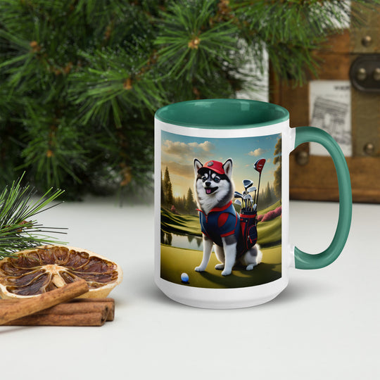 Pomsky Golfer- Mug with Color Inside v3