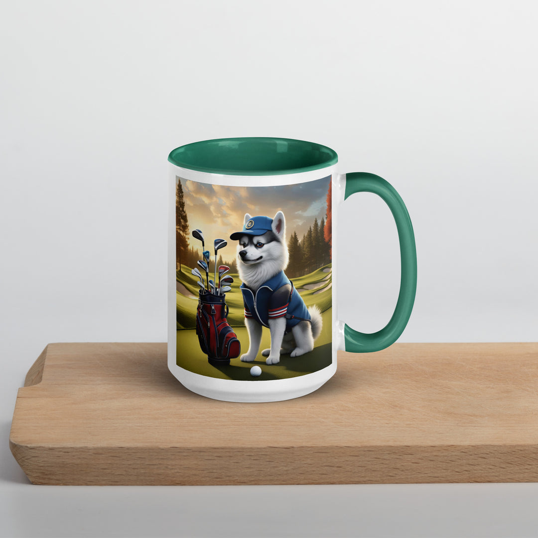 Pomsky Golfer- Mug with Color Inside v4