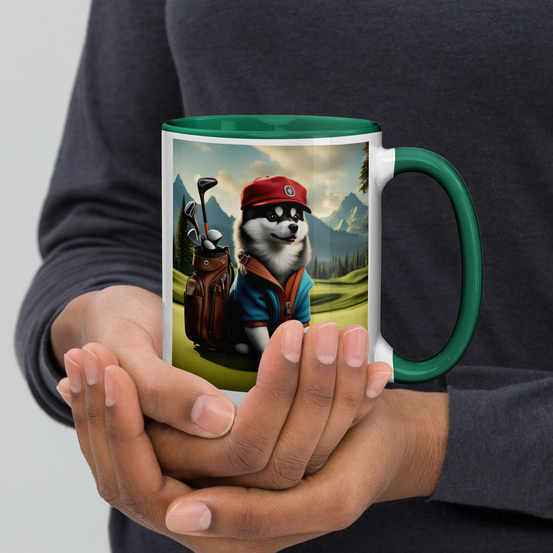 Pomsky Golfer- Mug with Color Inside v7