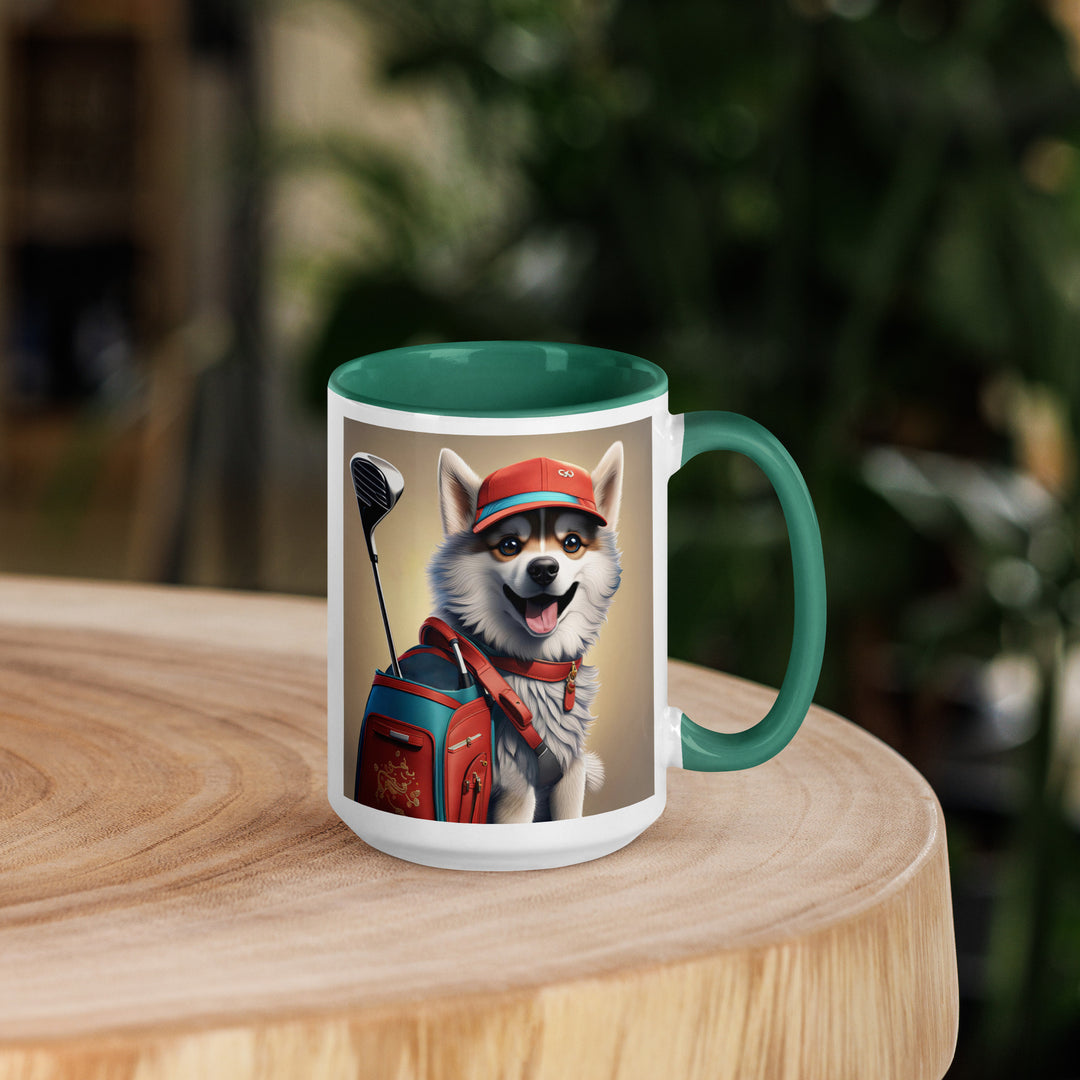 Pomsky Golfer- Mug with Color Inside v8