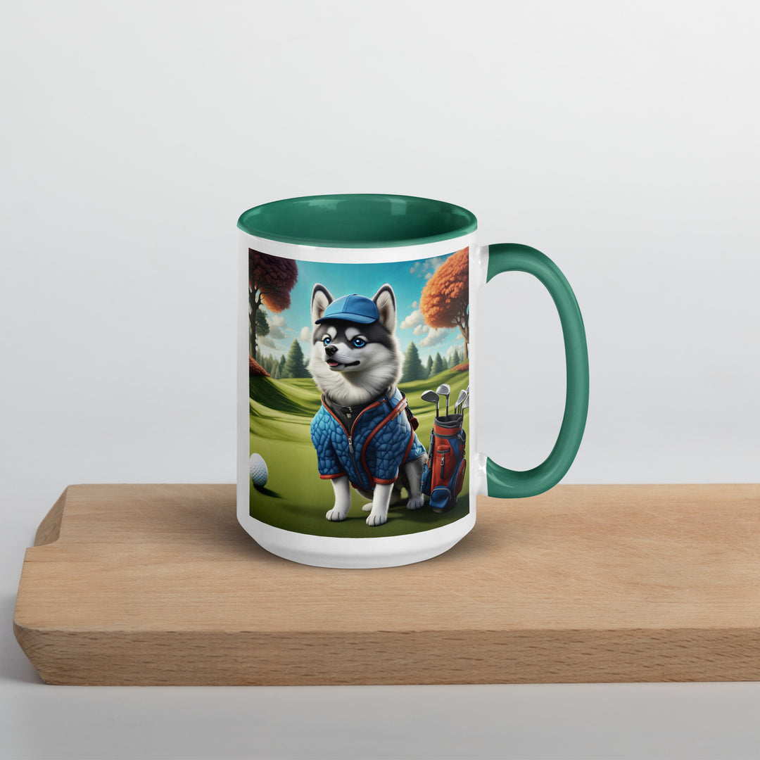 Pomsky Golfer- Mug with Color Inside v5