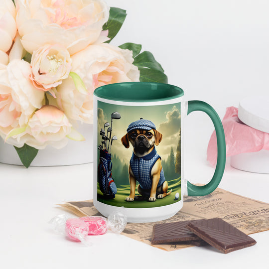 Puggle Golfer- Mug with Color Inside v7