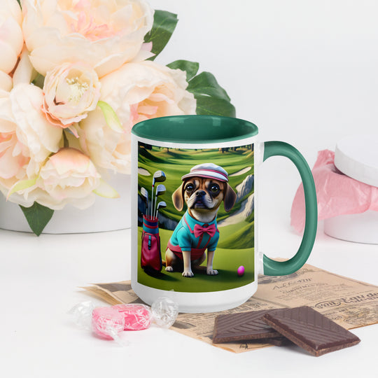 Puggle Golfer- Mug with Color Inside v10