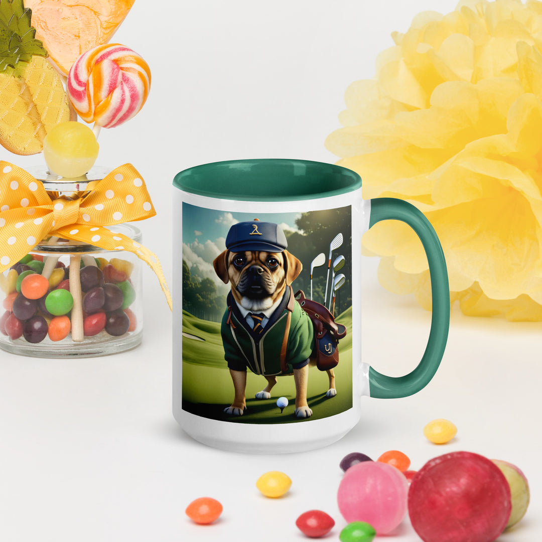 Puggle Golfer- Mug with Color Inside v16