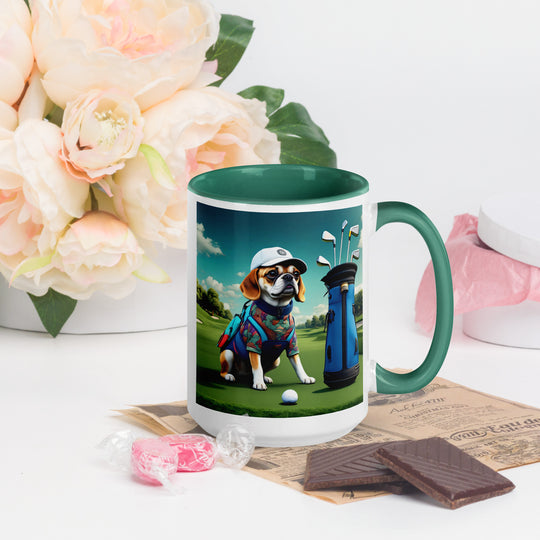 Puggle Golfer- Mug with Color Inside v17