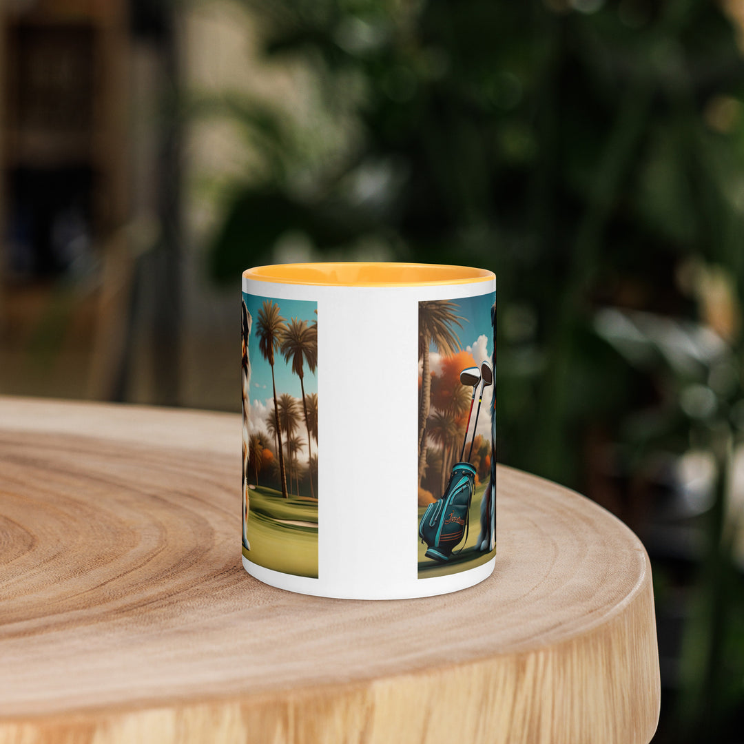 Australian Shepherd Golfer- Mug with Color Inside v2