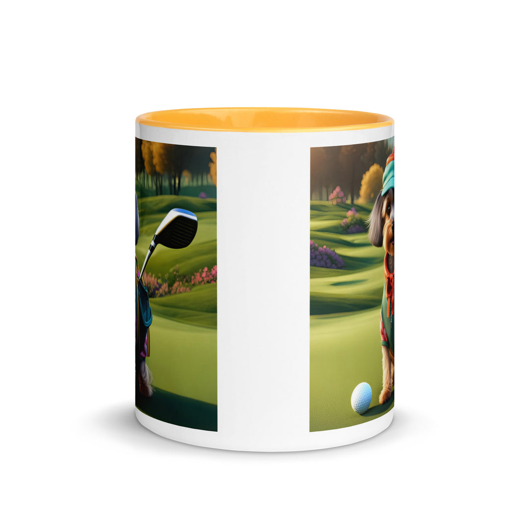 Yorkipoo Golfer- Mug with Color Inside v15